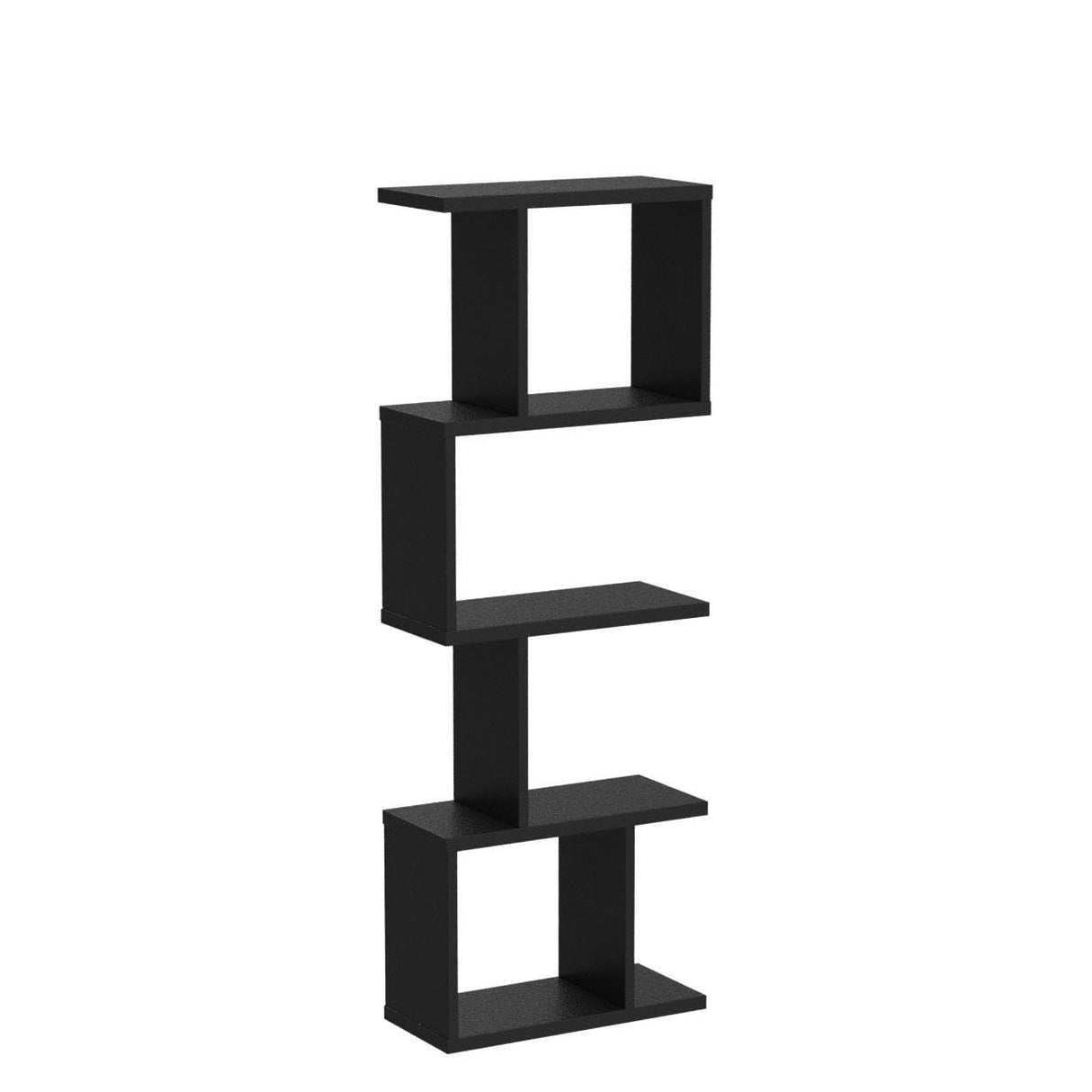 4 Tier Bookshelf S Shaped Bookcase, Multifunctional Wooden