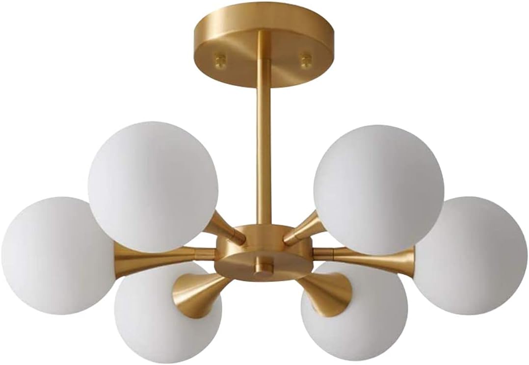 Lighting Brushed Gold Sputnik Flush Mount Ceiling Light Mid Century Modern Overhead