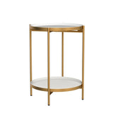 2-Tier Round Metal End Side Table, Accent Anti-Rust Simplistic Sofa Table