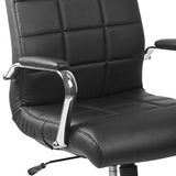 Vivian Mid-Back Swivel Vinyl Upholstered Desk Chair with Padded Seat and Armrests