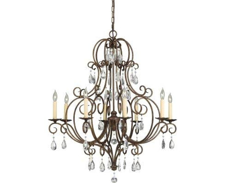 Feiss F2303/8MBZ Chateau Crystal Candle Chandelier Lighting, Bronze, 8-Light (32"Dia x 38"H) 480watts
