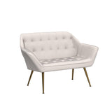 48 inch Small Loveseat for Small Space, Modern Mini Sofa Couch Upholstered High Wingback Chair Velvet Settee Bench with Back 2-Seat Armchair for Bedroom Living Room, Cream