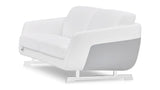 Furniture Modern Armondo Sofa in Two Tone White Microfiber Leather and Grey Accent