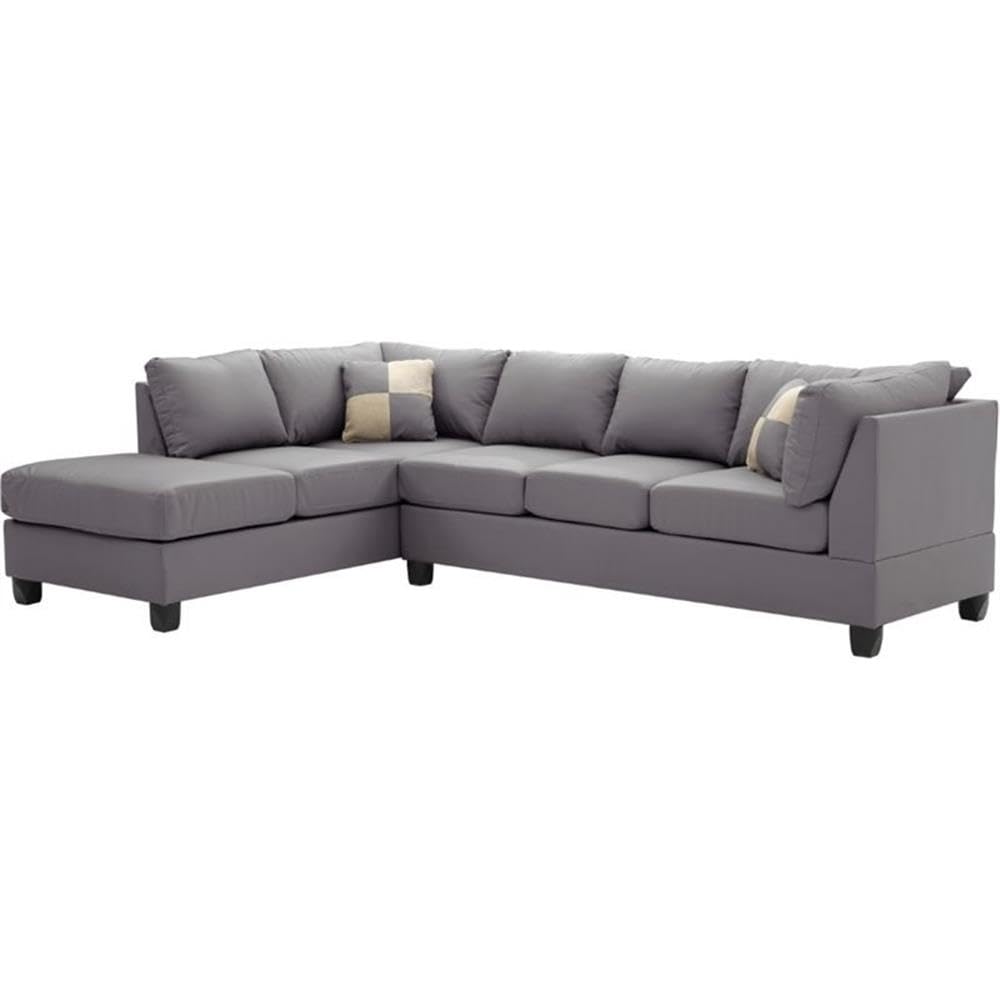 Malone Faux Leather Sectional in Gray