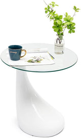 21" Tall Contemporary Round Glass Coffee Table, Tempered Glass End Table