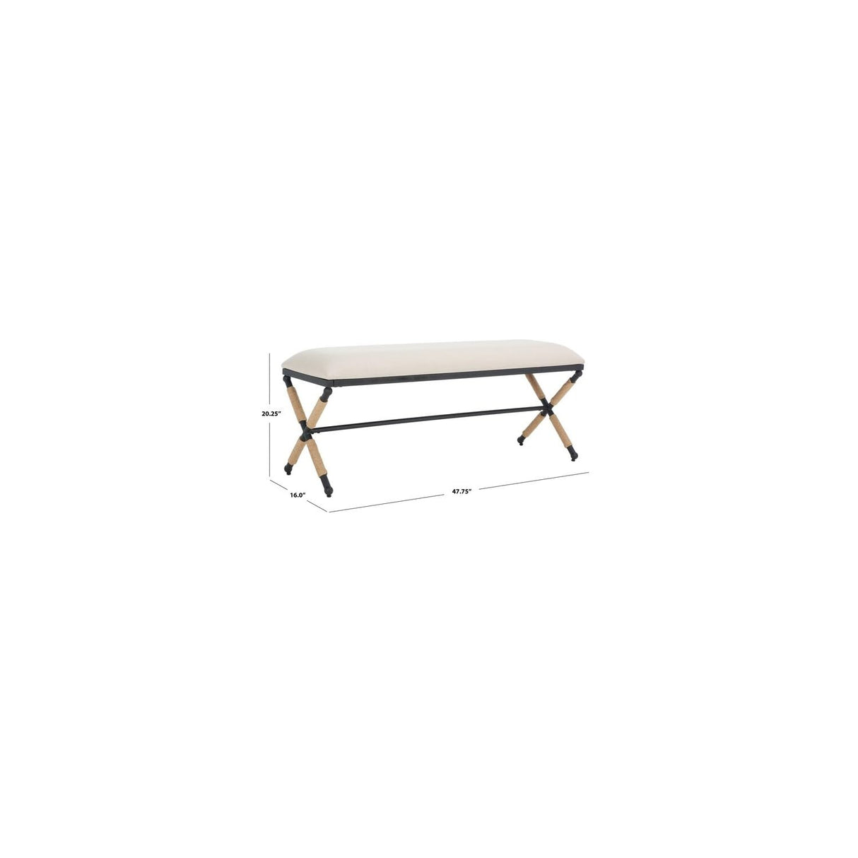 Couture Collection Carmelo Coastal Linen Hemp Wrapped Bench