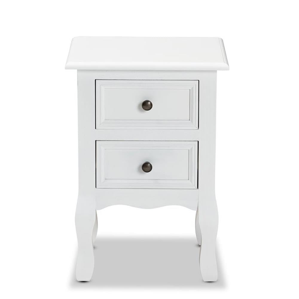 Caelan Classic and Traditional White Finished Wood 2-Drawer Nightstand