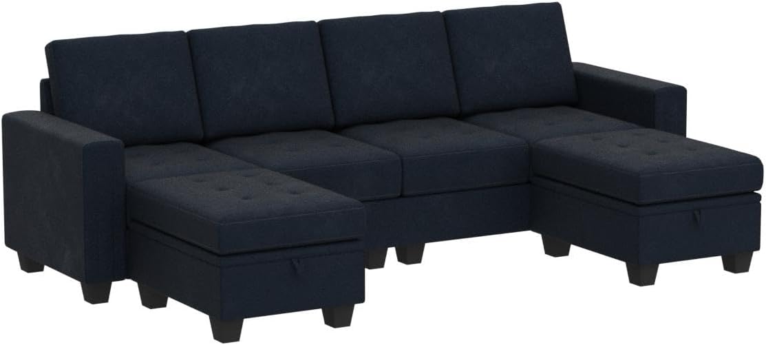 Velvet U shaped Sectional Sofa Couch with Storage Ottoman Convertibel Sectional Sofa