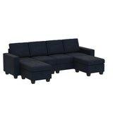 Velvet U shaped Sectional Sofa Couch with Storage Ottoman Convertibel Sectional Sofa