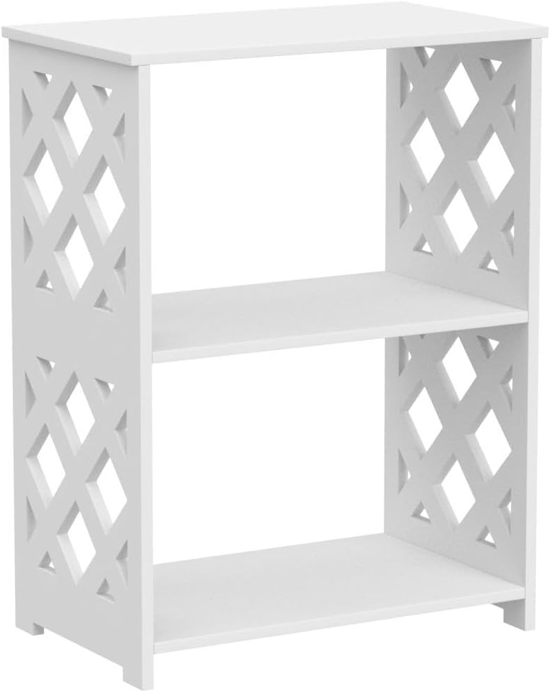 Small Bookshelf, 3-Tier White Bookcase for Kids & Adults