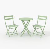 Steel Frame Patio Bistro Set, 3-Piece Outdoor Folding Table and Chairs, Weather Resistant