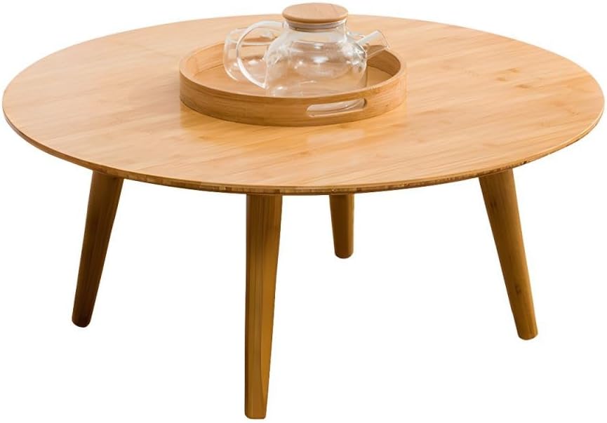 Round Wood Coffee Table Scandinavian 4 Legs Natural Cocktail Table Japanese Table