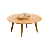 Round Wood Coffee Table Scandinavian 4 Legs Natural Cocktail Table Japanese Table