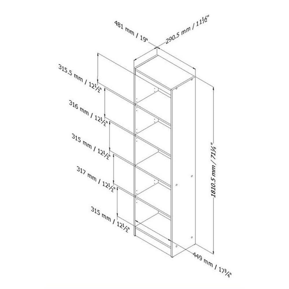 Axess 5-Shelf Narrow Bookcase-Morgan Cherry