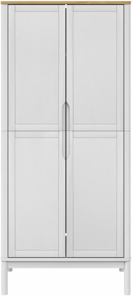 Wardrobe FLORO - Solid Pine Wood, White Finish, 30.3"x20.9"x67.3"