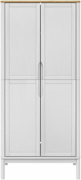 Wardrobe FLORO - Solid Pine Wood, White Finish, 30.3"x20.9"x67.3"