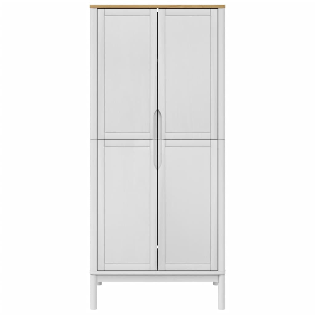 Wardrobe FLORO - Solid Pine Wood, White Finish, 30.3"x20.9"x67.3"