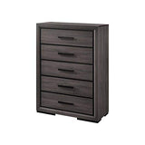 Drummond 3-Piece Gray Wood Panel Bedroom Set - Queen + Nightstand + Chest