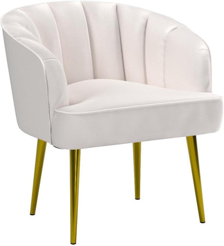 Velvet Lounge Chair Living Room, Modern Side Chair Vanity Chair with Golden Metal Legs for Living Room Dressing Room Bedroom Home Office Kitchen, White