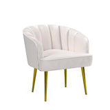 Velvet Lounge Chair Living Room, Modern Side Chair Vanity Chair with Golden Metal Legs for Living Room Dressing Room Bedroom Home Office Kitchen, White