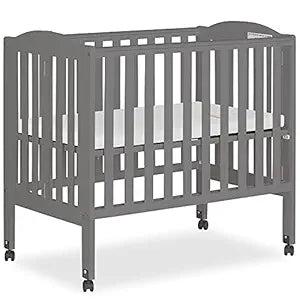 2-In-1 Portable Folding Stationary Side Crib In White