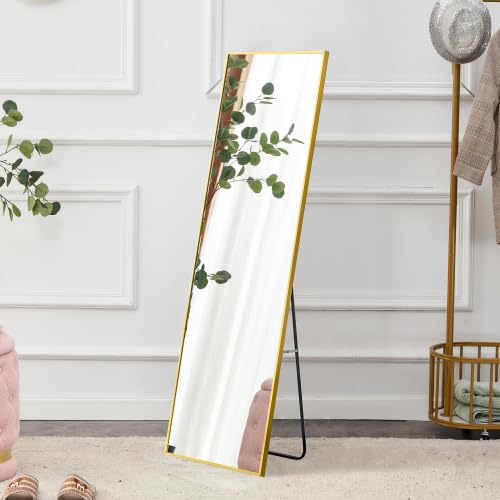 JTDISHINY The 3rd Generation Aluminum Alloy Metal Frame Wall Mounted Full Body Mirror, Bathroom Makeup Mirror, Bedroom Entrance, Decorative Mirror, Quality Upgrade, 59 "* 15.7" W1151121816