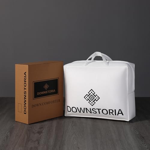 Feather Down Fiber Comforter Twin Size Duvet Insert, All Season True Baffle-Box Noiseless