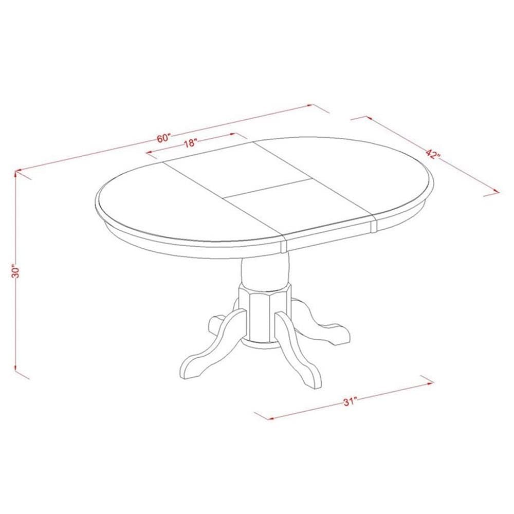 POAV7-SBR-C 7 Piece Modern Dining Table Set Consist of an Oval Wooden Table with Butterfly
