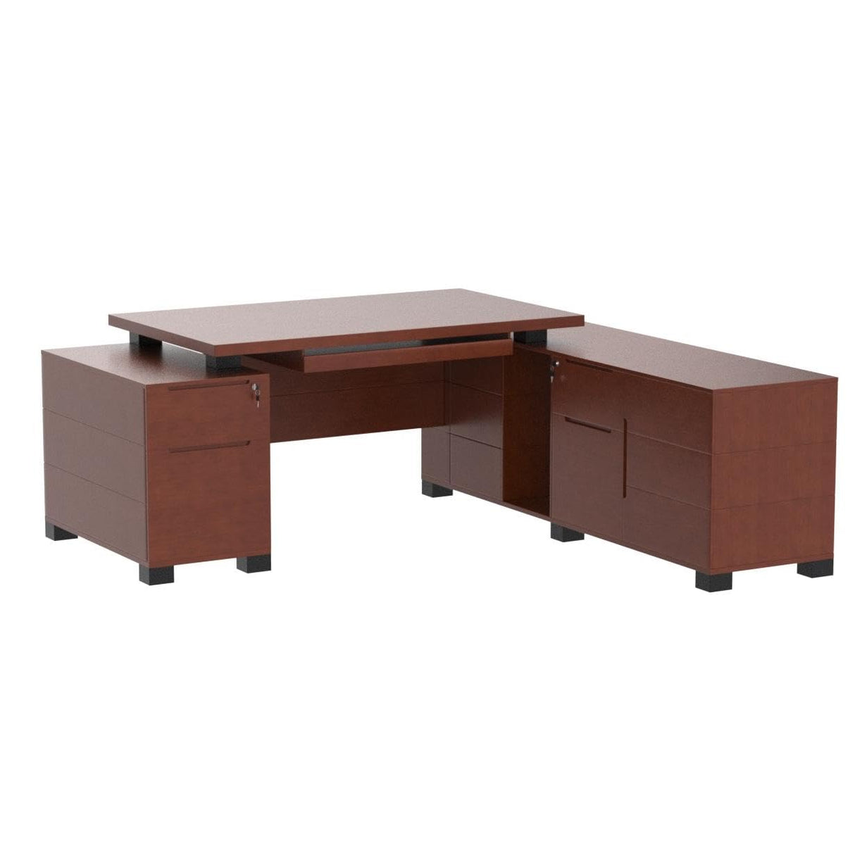 Furniture Modern 79" Ford Executive Desk with Right Return and Filing Cabinets - Light Wood