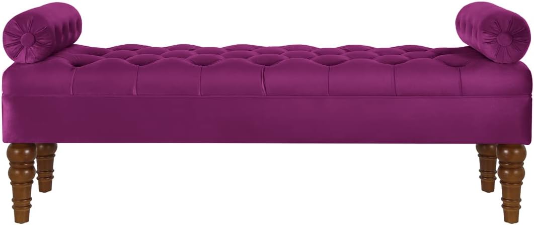 Violet End of Bed Bench,Velvet Long Bench for Bedroom