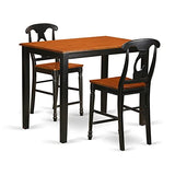 YAKE3-BLK-W 3 Piece Kitchen Counter Set for Small Spaces Contains a Rectangle Dining