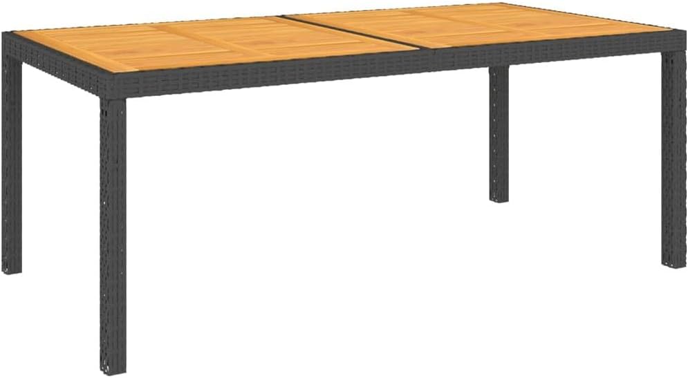 and Durable 7 Piece Patio Dining Set with Cushions, Black Rattan and Powder-Coated