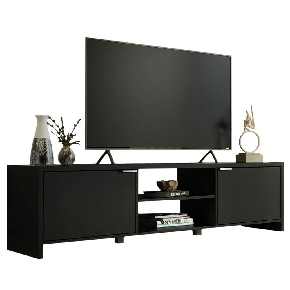 Large Media Console with Cable Management for 65, 75 Inch Media Storage Gaming Living