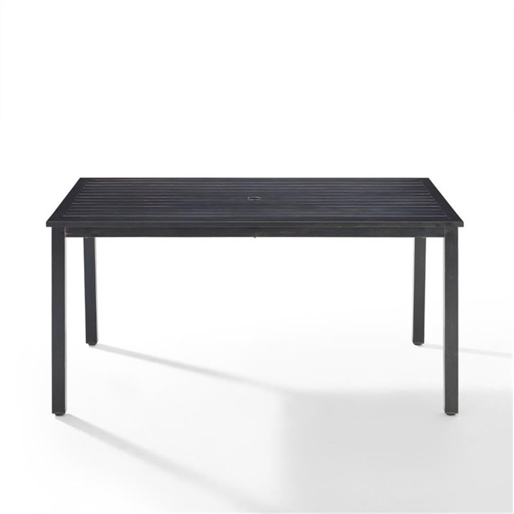 Kaplan 6-Person Rectangular Outdoor Dining Table with Umbrella Hole for Outside Patio