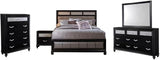 Barzini 5-Piece Bedroom Set with Upholstered Headboard, Queen, Black