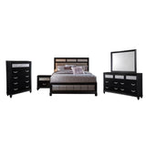 Barzini 5-Piece Bedroom Set with Upholstered Headboard, Queen, Black