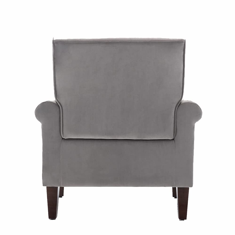 Accent Chair, Velvet Upholstered Armchair, Living Room Chair with Wooden Frame and Silver Rivet