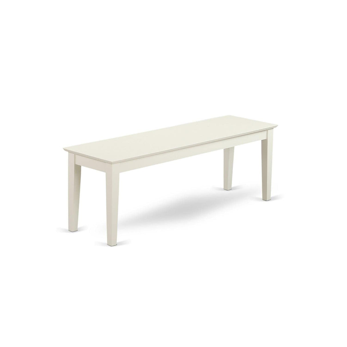 W Dining Table Bench with Solid Wood Seat, 51x15x18 Inch, Linen White