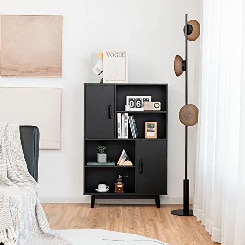 Storage Cabinet with Legs, Floor Cabinet with Doors, Shelves, Anti-Tipping Device
