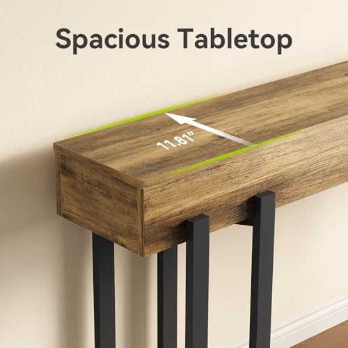 63-Inch Industrial Console Table - Rustic Brown Entryway Table