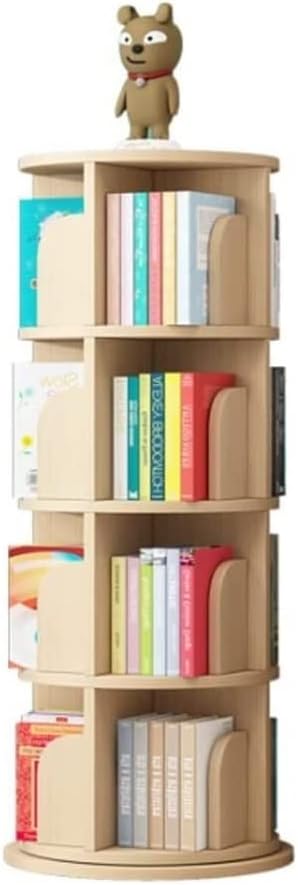 Bookcase Bookshelf 360 Degrees Rotating Bookshelf Solid Wood Bookcase Storage