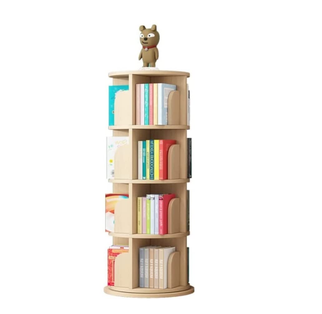 Bookcase Bookshelf 360 Degrees Rotating Bookshelf Solid Wood Bookcase Storage