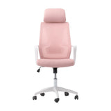 Row Modern Fabric Mesh Back Pink and White Office Chair