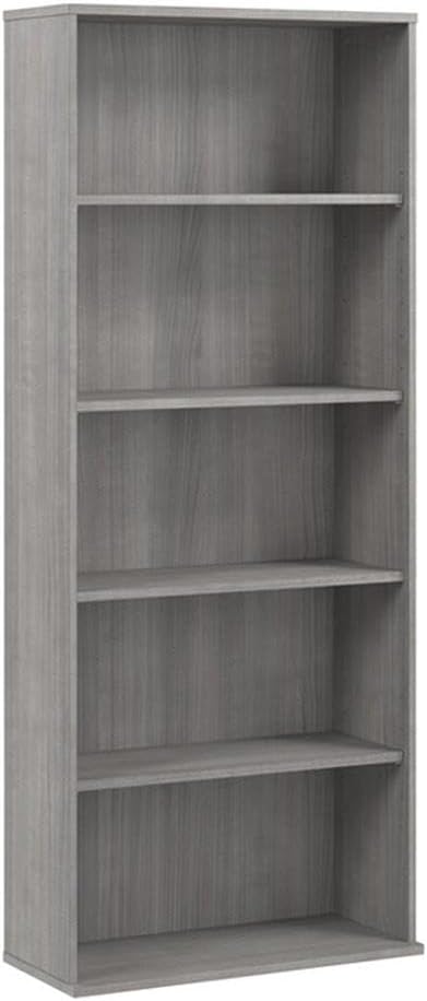 Hustle Tall 5 Shelf Bookcase in White, Large Freestanding Bookshelf for Home Office