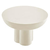 6760-WHI Caspian Round Concrete Coffee Table, White
