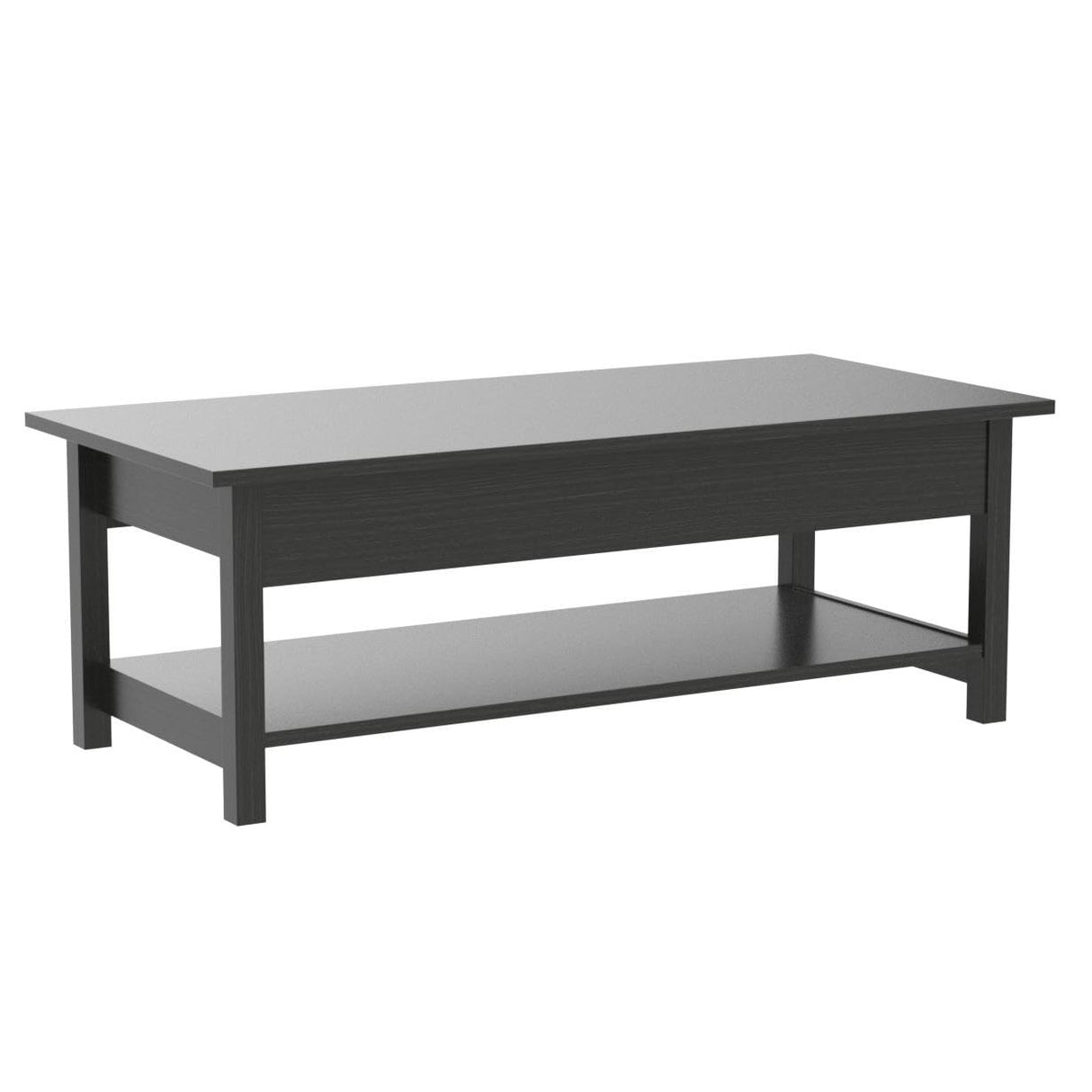 Lift Top Coffee Table with Hidden Compartment & Open Storage Shelf