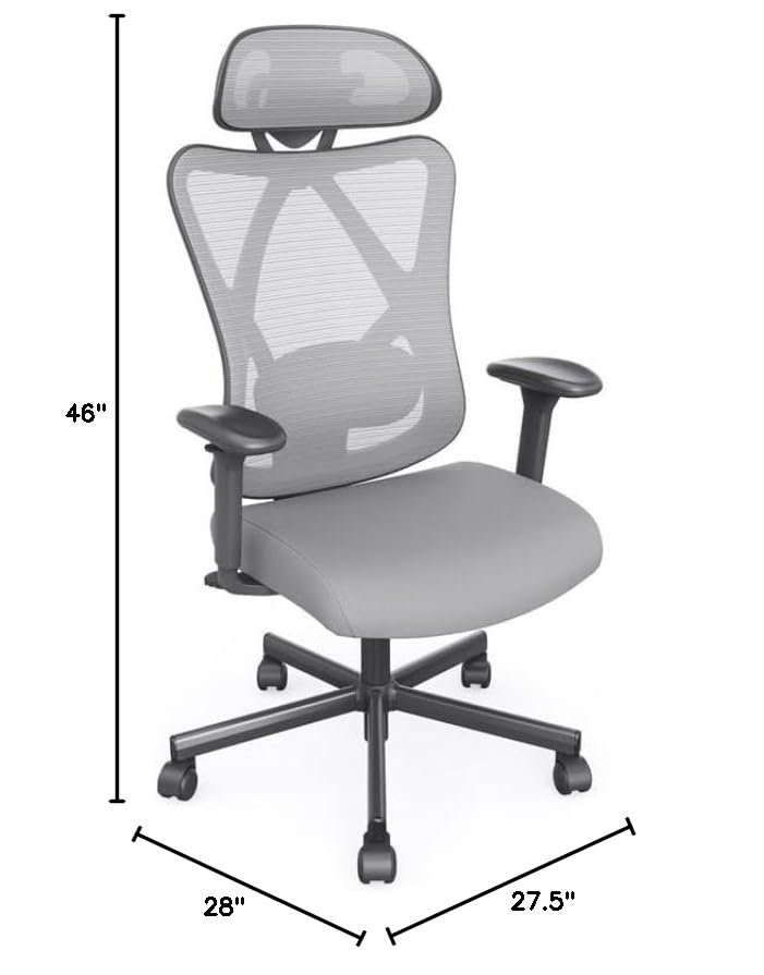 Furniture of America Domie Metal and Mesh Adjustable Office Chair in Gray