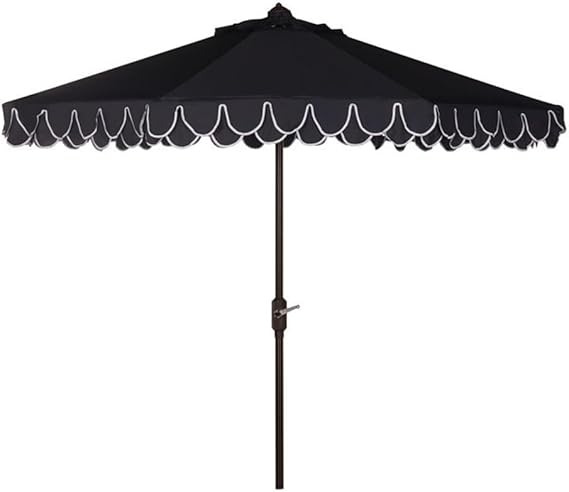 Outdoor Elegant Valance Beige and White 11-foot Round UV Protected Umbrella