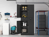 Metal Cabinet, Garage Storage Cabinet with Drawers and Adjustable Shelves for Garage