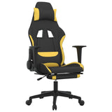 Adjustable Gaming Chair with Footrest - Black and Yellow Fabric